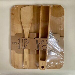 Core Bamboo Set With Serving/Chopping Board, Spatula, Tongs, Brand New, Sealed.